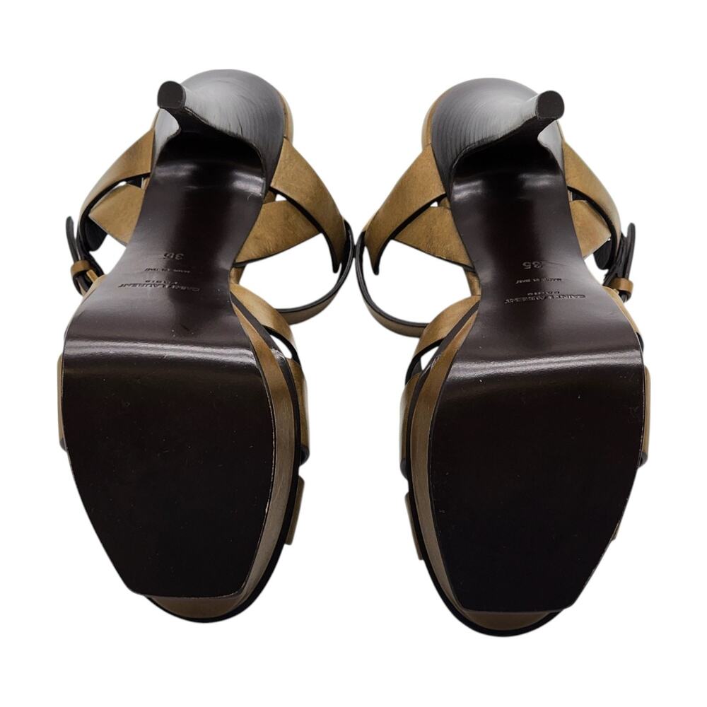 Saint Laurent Tribute Platform Leather Pumps Sandals Brown EU 35 US 5 $1100 NWB - Picture 10 of 11